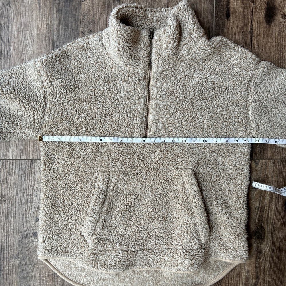 Old Navy Quarter Zip Sherpa Front Pockets Beige Women's Size Small - Picture 6 of 10